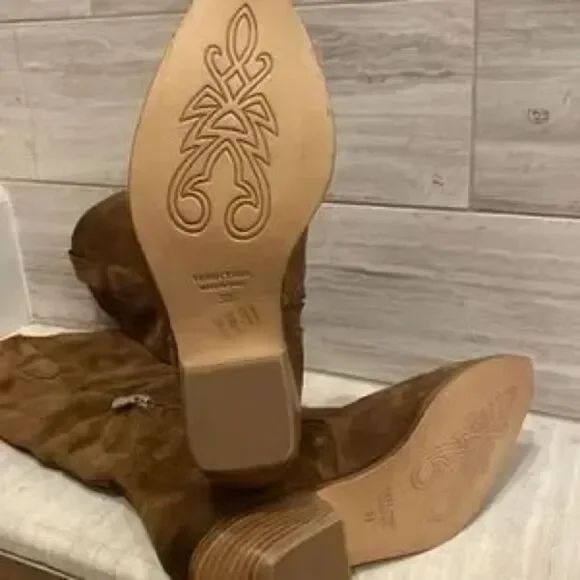 Free People Rue Brown Suede Slouch Western Boots Knee High EU 38 US 8 NWOB - Picture 8 of 14